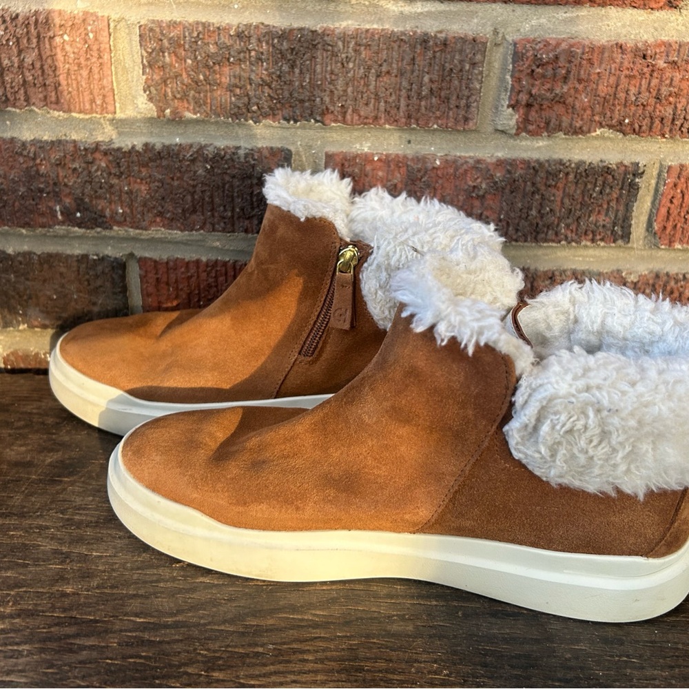 Cole Haan Womens 9 Grandpro Rally Camel Zip Ankle Winter Booties Shearling - Picture 4 of 8